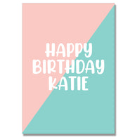 Personalised Split Colour Birthday Card